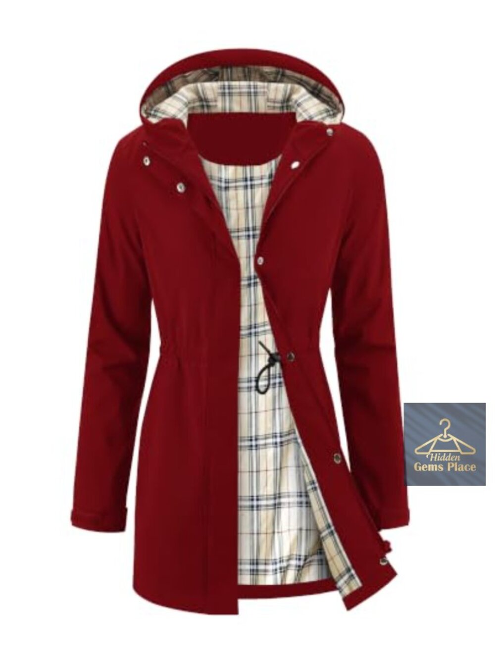 Women's Long Waterproof Rain Jacket Packable Hooded Windbreaker